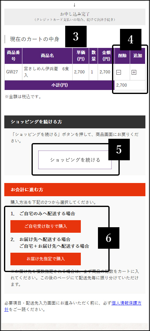 ご希望の商品をカートに入れる